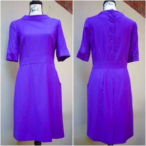 MCM purple wool dress, back button detail